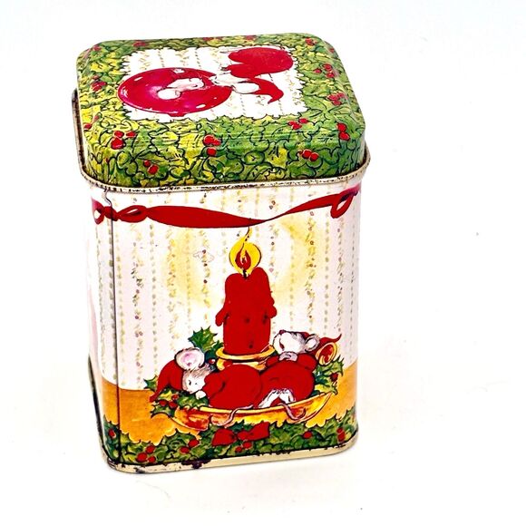 Vintage Jasco Christmas Mice Metal Tin Wicks ‘N Tins - Picture 3 of 8